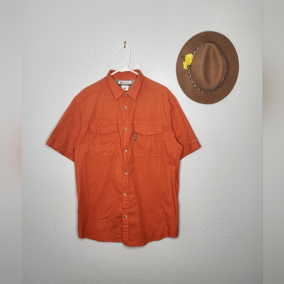 Columbia Size L Men's Omnishade Cotton Button Down Fishing Shirt - Picture 1 of 3